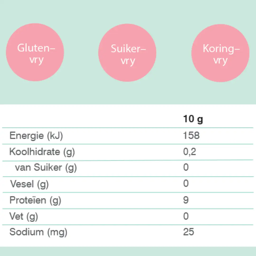 Gehidroliseerde kollageen nutrition label Splinternuwe Jy gesondheidsproduk dieetproduk dieet gesondheid nuwe jy